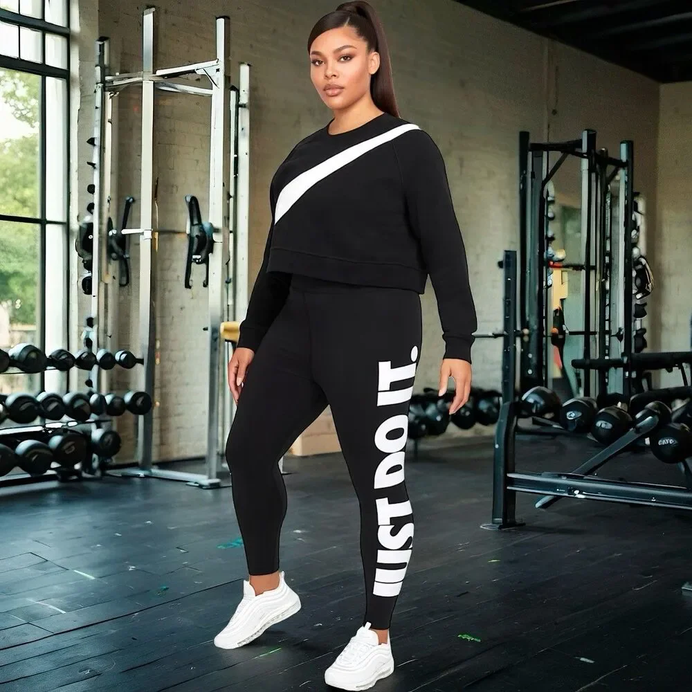Nike Women's Black Plus Size High-Waisted 'JUST DO IT' Leggings 2XL DC6933-010